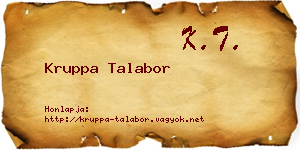 Kruppa Talabor névjegykártya
